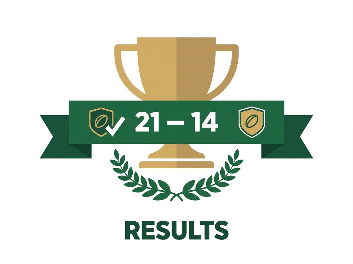 Results — trophy and scoreline showing match outcomes