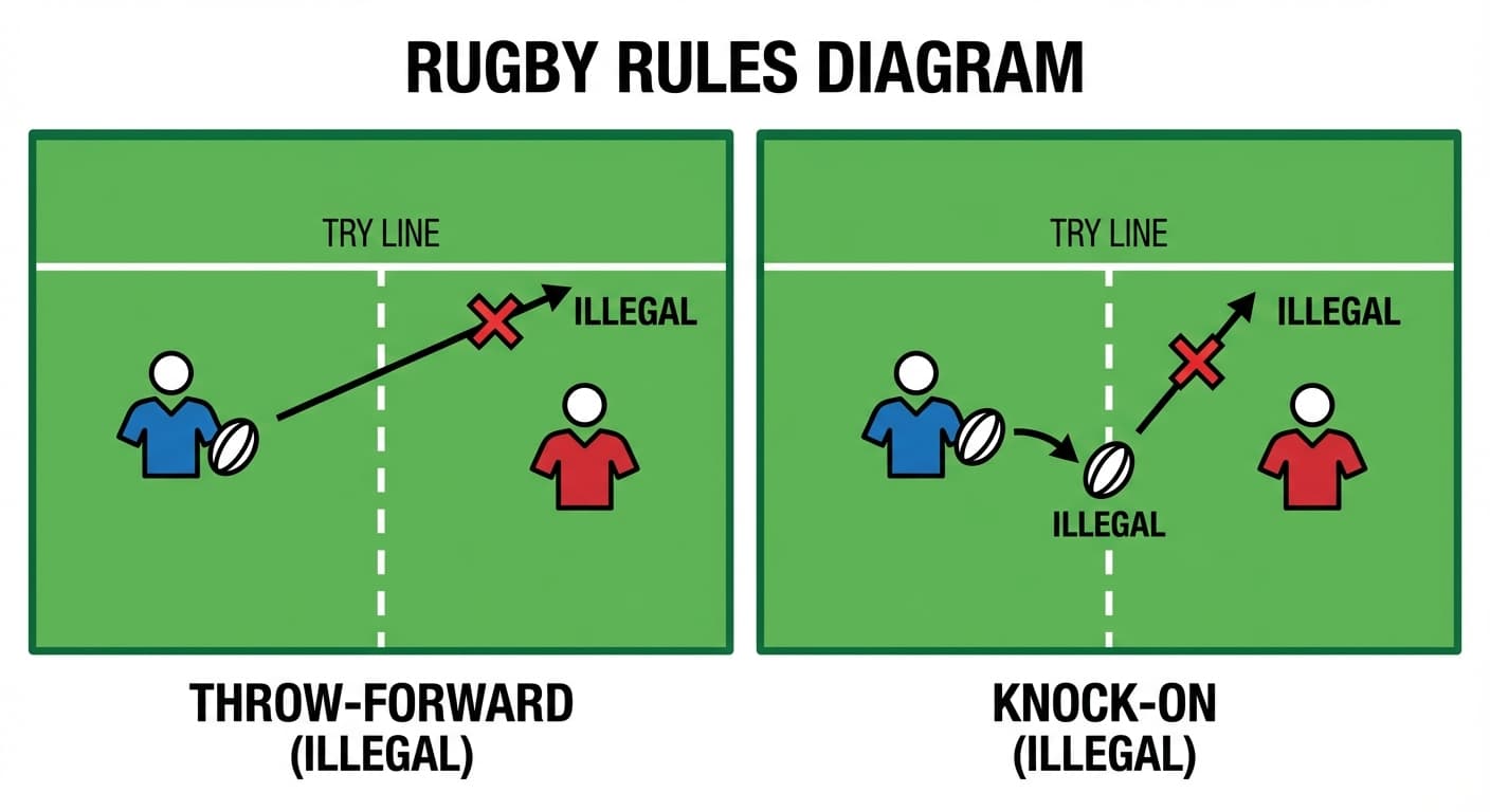 Knock-on vs forward pass: ball trajectory determines legality