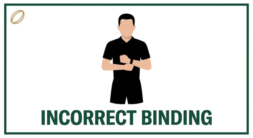 Incorrect Binding: referee wraps one hand around the wrist of the other arm