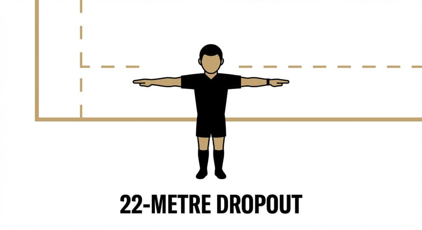 22-Metre Dropout: referee extends both arms horizontally, palms facing down