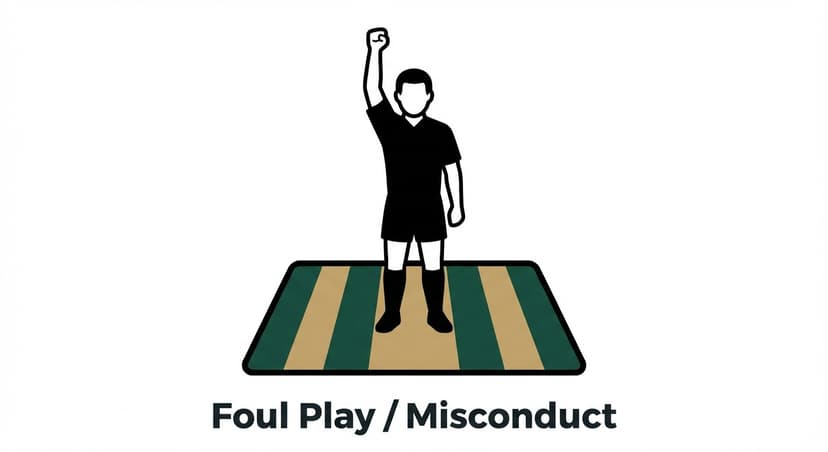 Foul Play / Misconduct: referee raises a clenched fist above the head