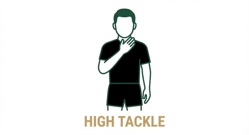 High Tackle: referee places one hand flat against the side of the neck