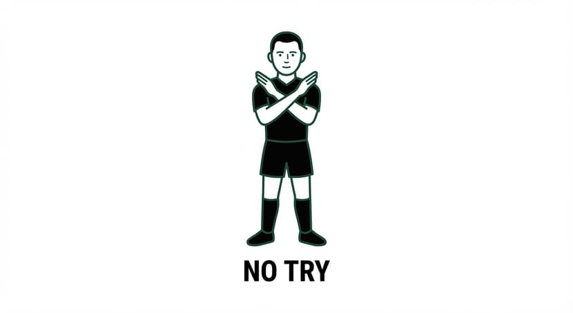No Try: referee waves both arms across body in an X shape