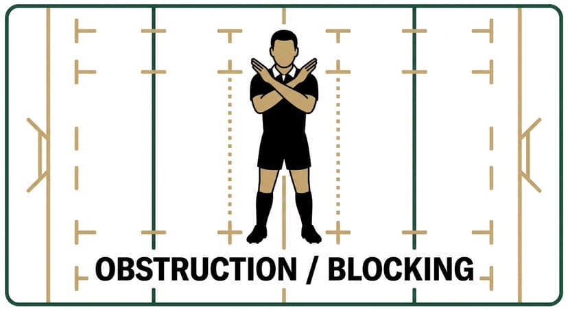 Obstruction / Blocking: referee crosses both forearms in an X in front of the chest
