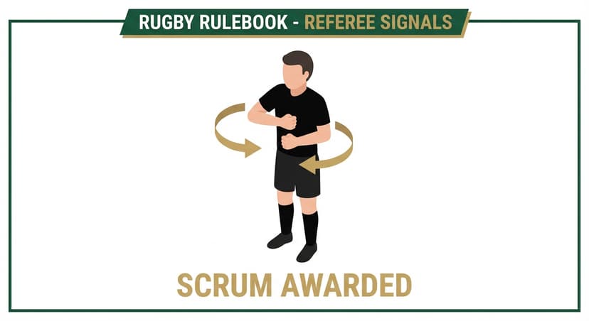 Scrum Awarded: referee rotates both fists in circles in front of the body
